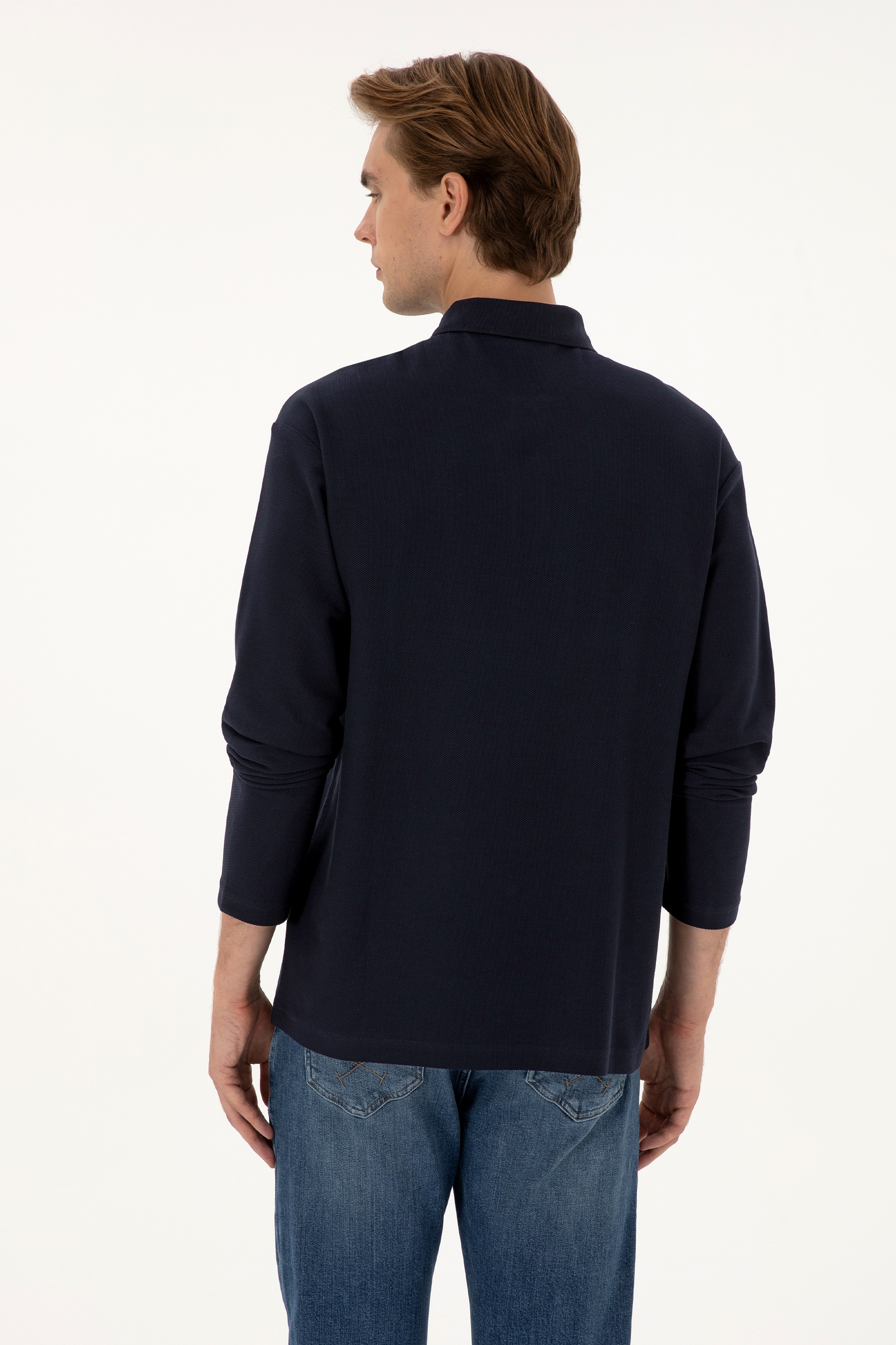 Erkek Comfort Fit Yarım Fermuarlı Lacivert Sweatshirt