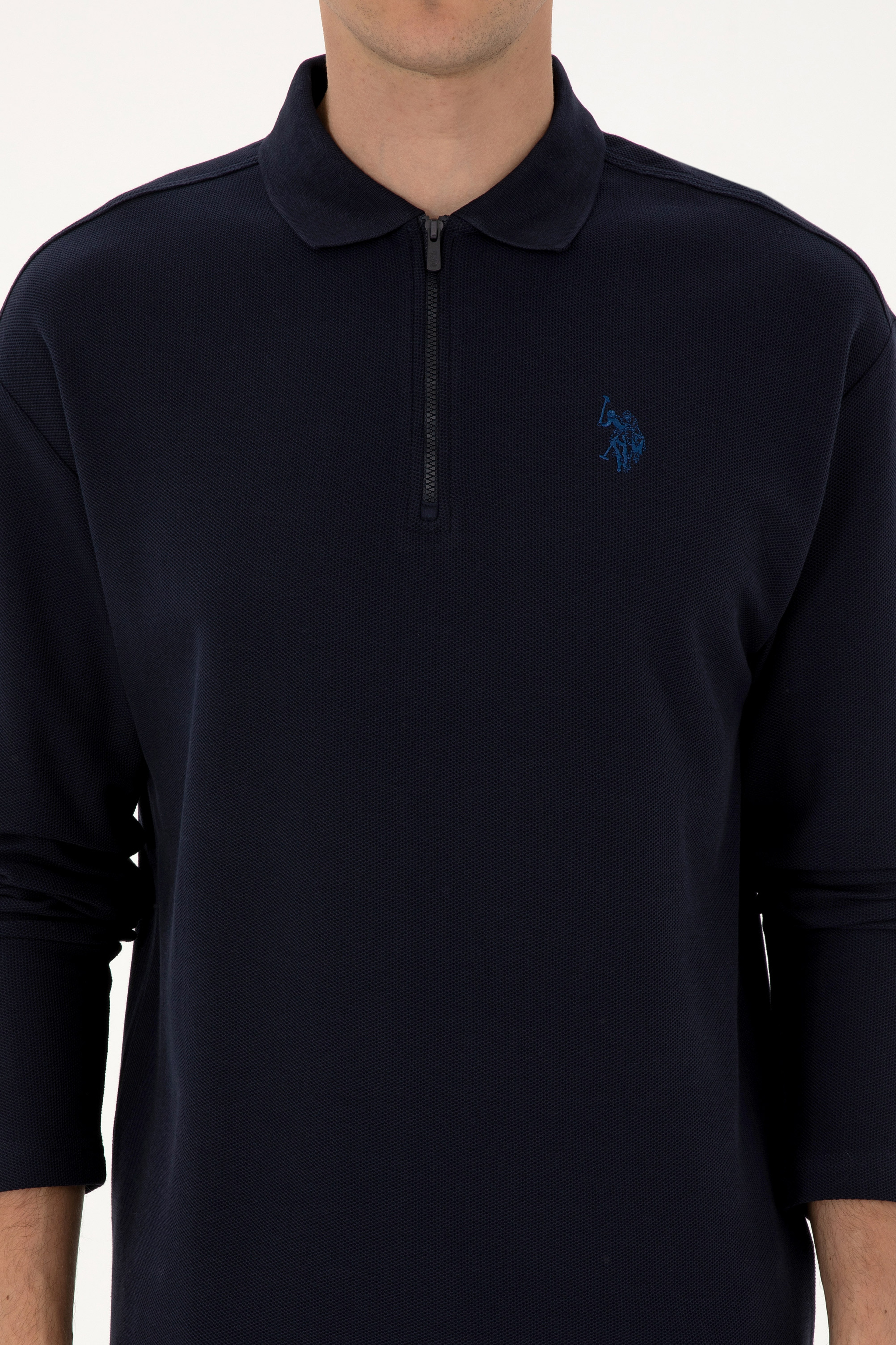 Erkek Comfort Fit Yarım Fermuarlı Lacivert Sweatshirt - Image 6