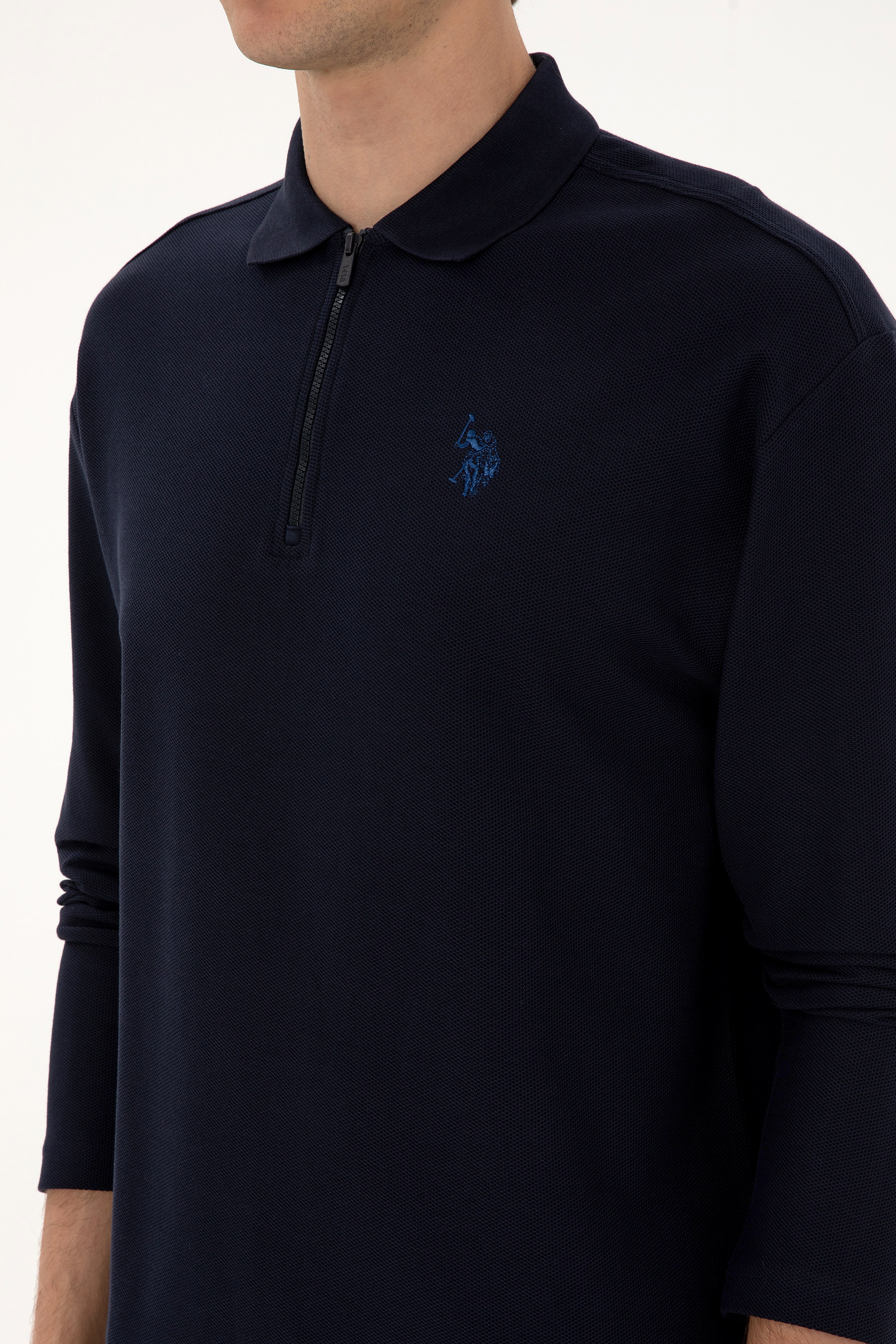 Erkek Comfort Fit Yarım Fermuarlı Lacivert Sweatshirt