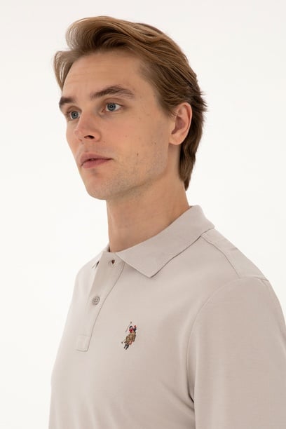 Erkek Regular Fit Polo Yaka Taş Basic Sweatshirt