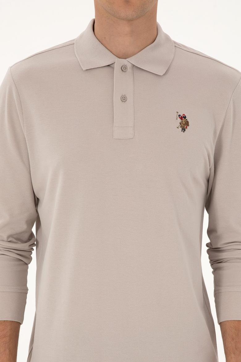 Erkek Regular Fit Polo Yaka Taş Basic Sweatshirt - 50313772077