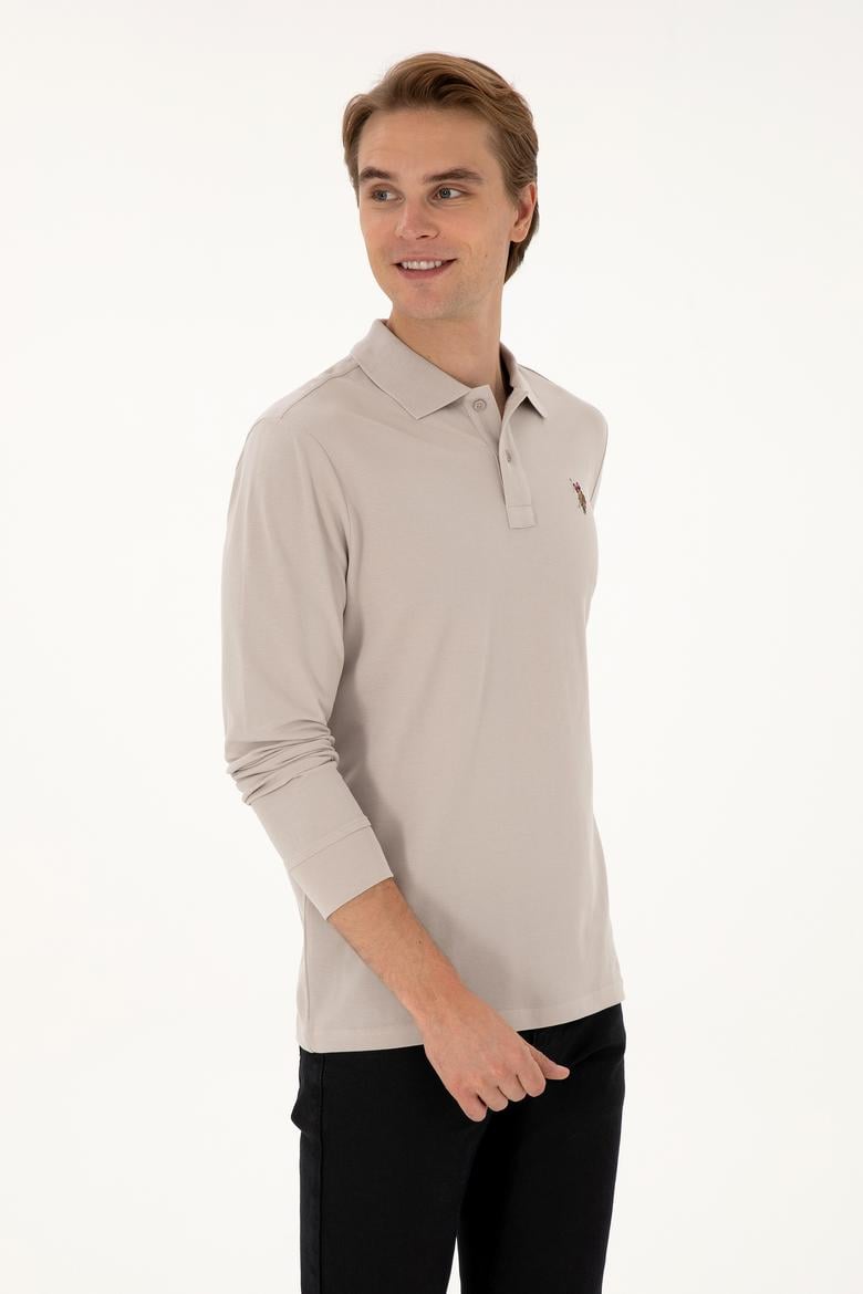 Erkek Regular Fit Polo Yaka Taş Basic Sweatshirt - 50313772077