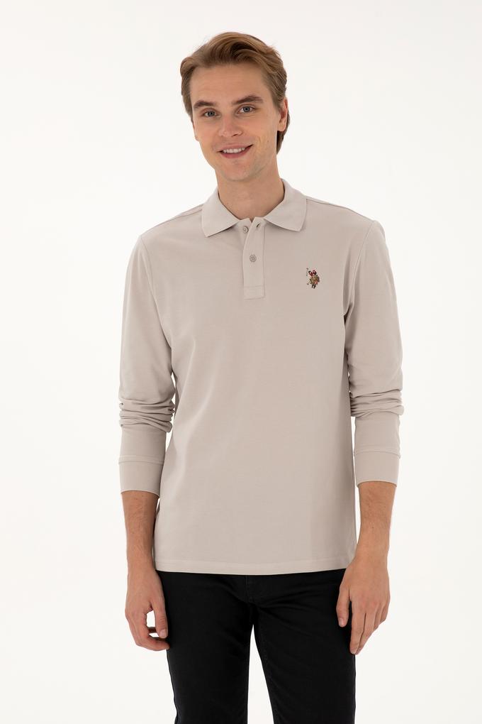 Erkek Regular Fit Polo Yaka Taş Basic Sweatshirt