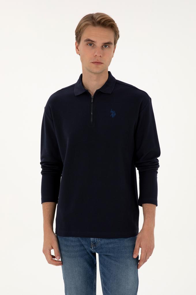 Erkek Comfort Fit Yarım Fermuarlı Lacivert Sweatshirt