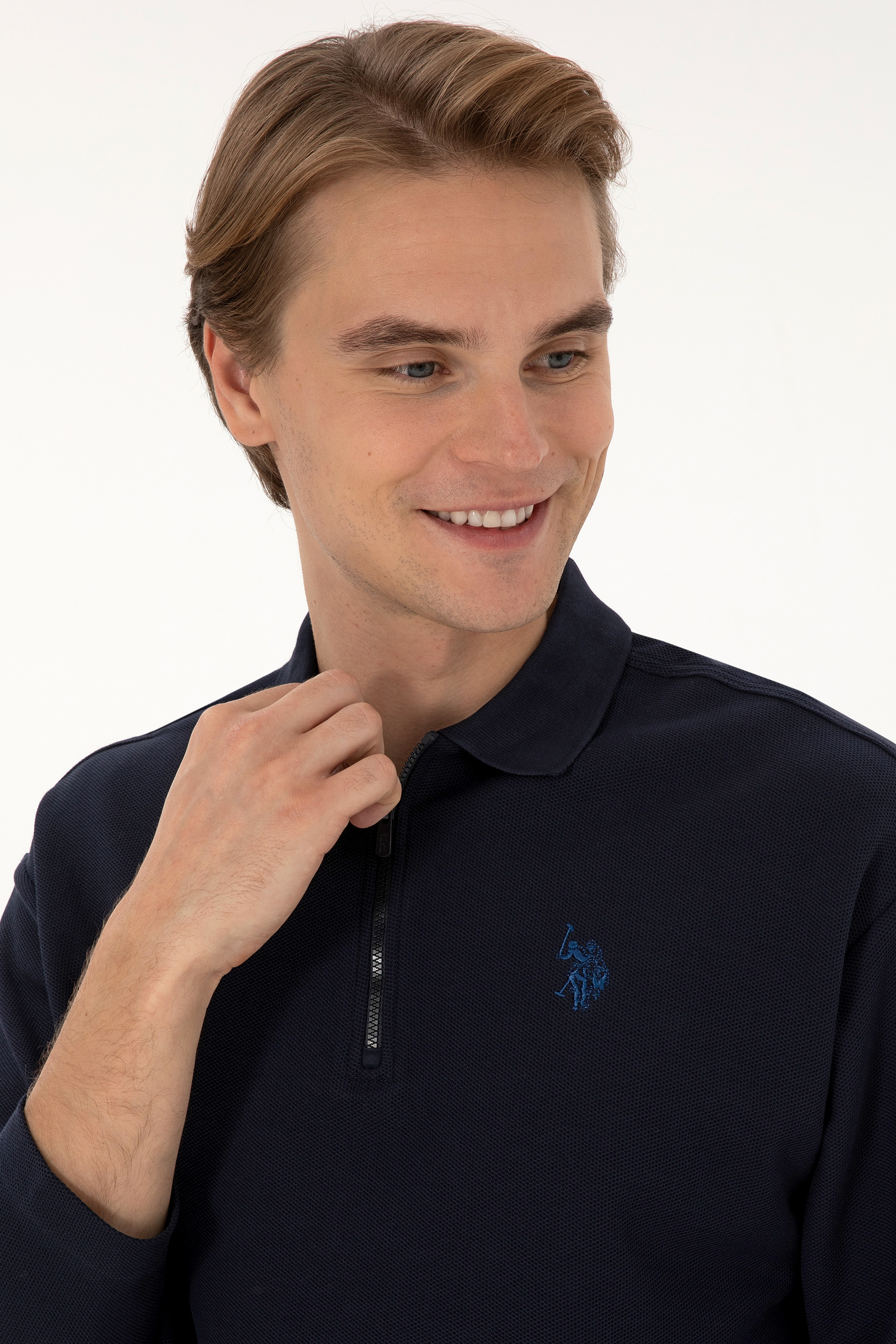 Erkek Comfort Fit Yarım Fermuarlı Lacivert Sweatshirt - Image 2
