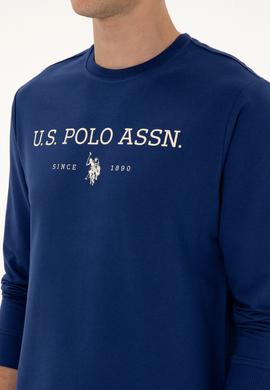 Erkek Regular Fit Bisiklet Yaka İndigo İnce Basic Sweatshirt - 50313743027