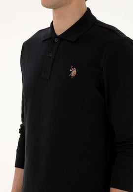 Erkek Regular Fit Polo Yaka Siyah Basic Sweatshirt - 50313772037