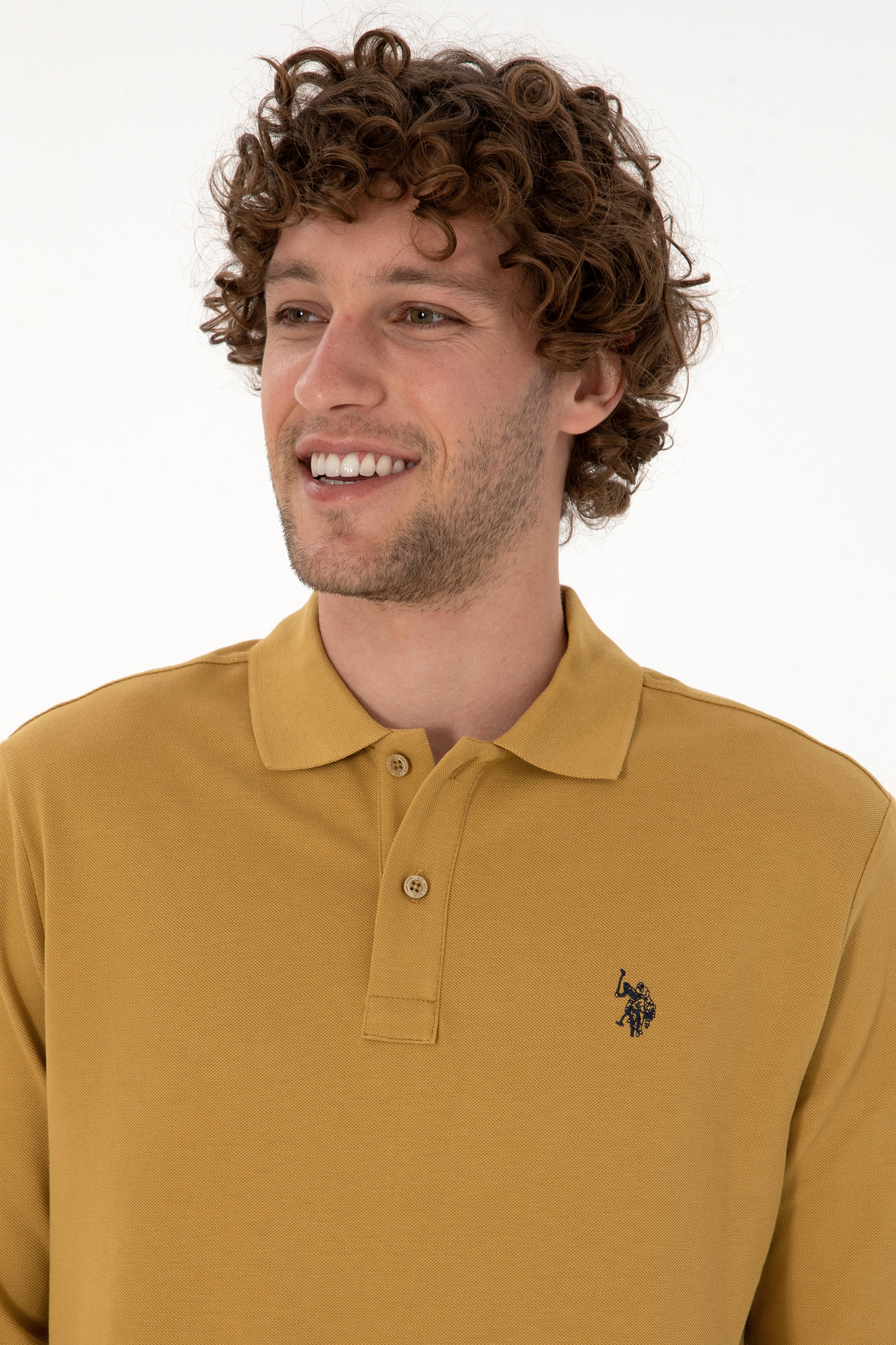 Erkek Regular Fit Polo Yaka Yeşil Basic Sweatshirt