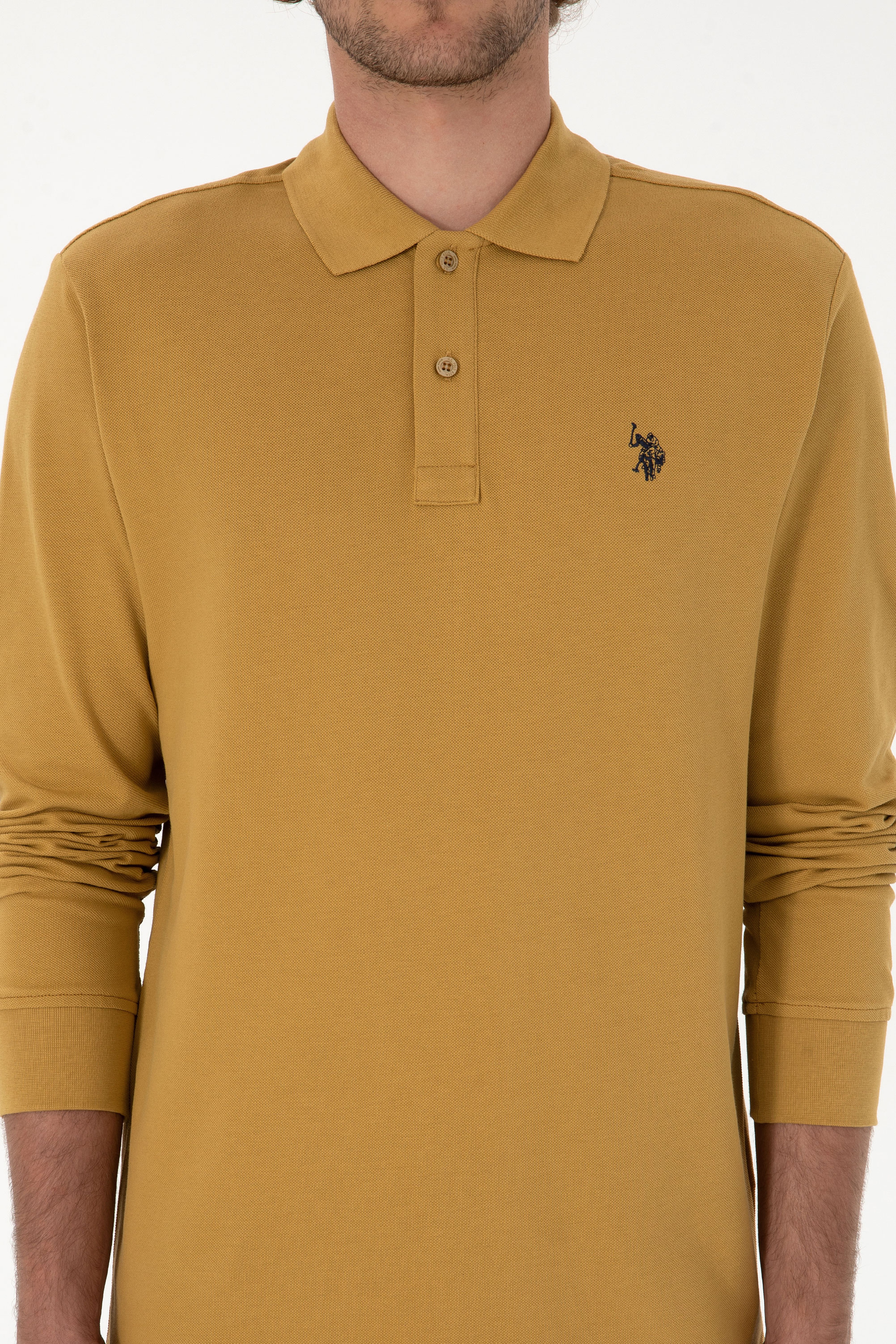 Erkek Regular Fit Polo Yaka Yeşil Basic Sweatshirt