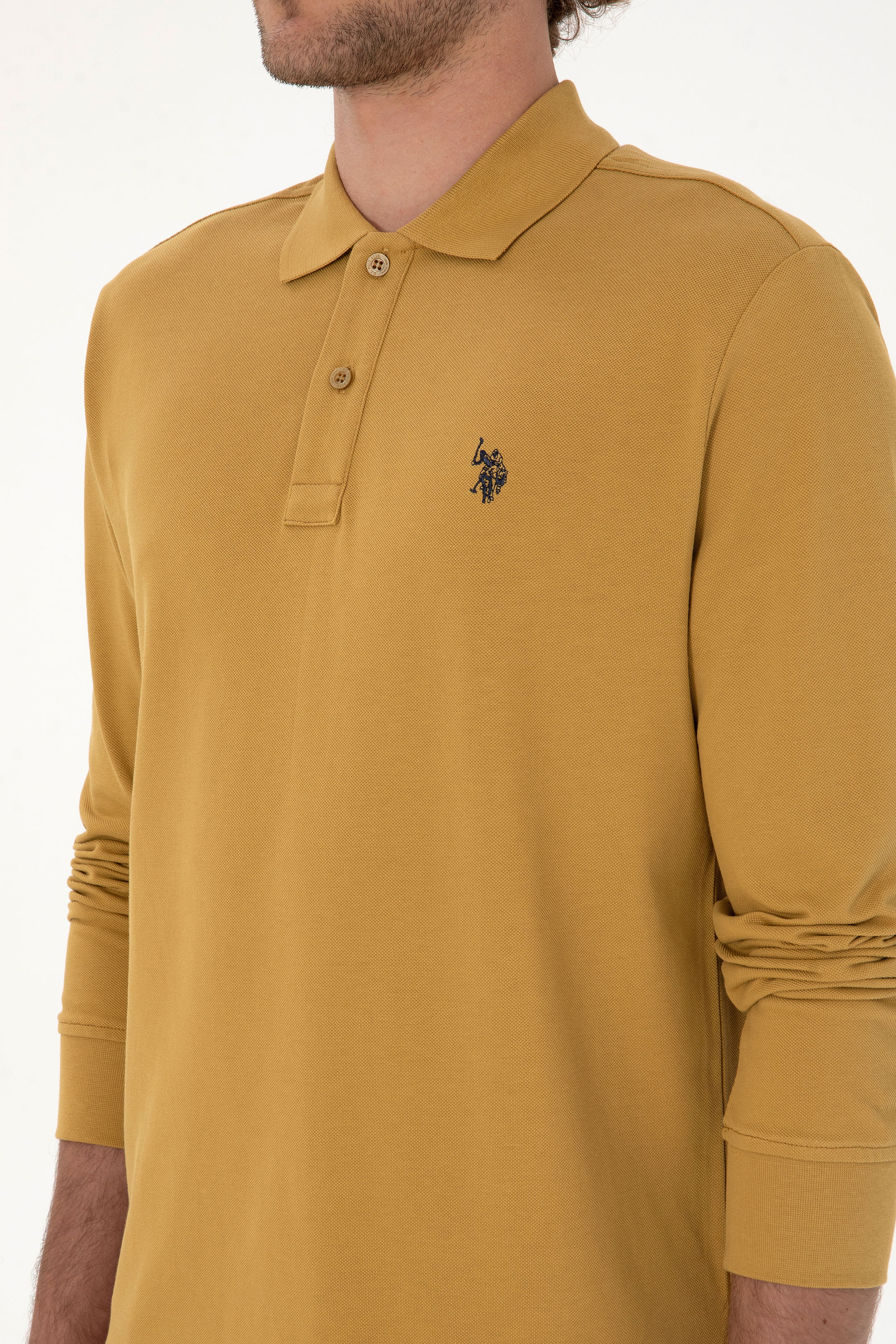 Erkek Regular Fit Polo Yaka Yeşil Basic Sweatshirt - Image 7