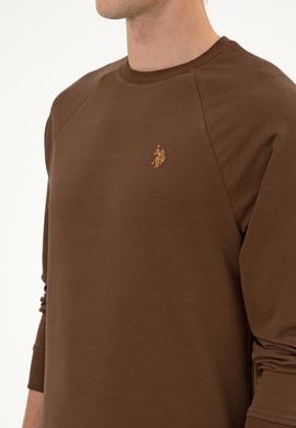 Erkek Regular Fit Bisiklet Yaka Kahverengi İnce Basic Sweatshirt - 50313752117