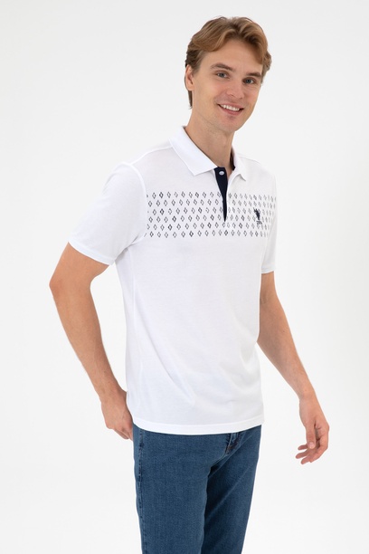 Erkek Regular Fit Polo Yaka Beyaz Tişört