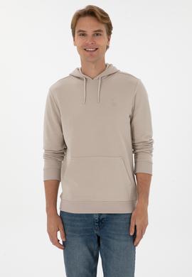 Erkek Regular Fit Kapüşonlu Taş Basic Sweatshirt - 50313720107