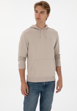 Erkek Regular Fit Kapüşonlu Taş Basic Sweatshirt - 50313720107