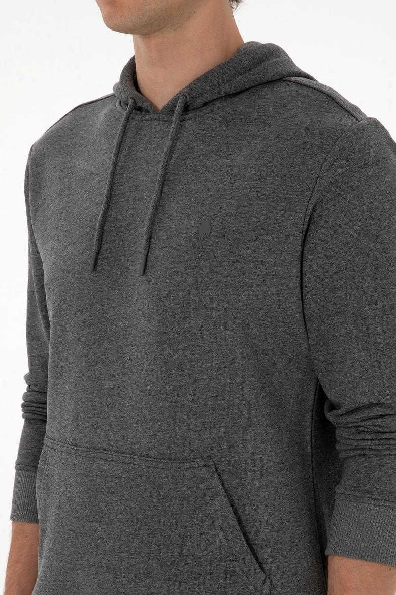 Erkek Regular Fit Kapüşonlu Antrasit Melanj Basic Sweatshirt - 50313720009