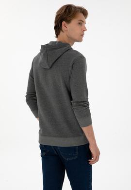 Erkek Regular Fit Kapüşonlu Antrasit Melanj Basic Sweatshirt - 50313720009