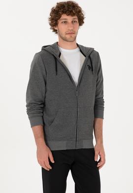 Erkek Regular Fit Antrasit Melanj Örme Hırka - 50313748087