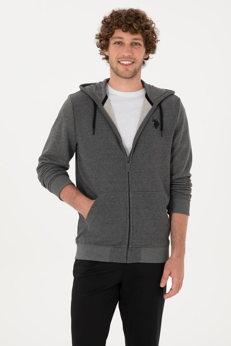 Erkek Regular Fit Antrasit Melanj Örme Hırka