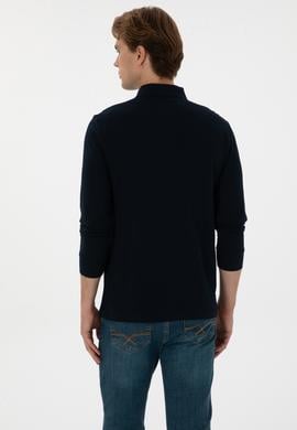 Erkek Regular Fit Polo Yaka Lacivert Basic Sweatshirt - 50315941016