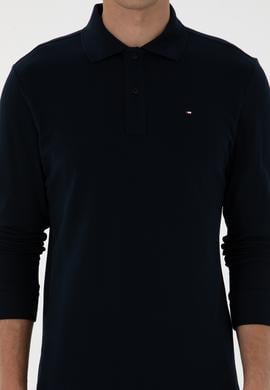 Erkek Regular Fit Polo Yaka Lacivert Basic Sweatshirt - 50315941016