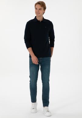 Erkek Regular Fit Polo Yaka Lacivert Basic Sweatshirt - 50315941016
