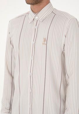 Erkek Koyu Bej Uzun Kollu Gömlek - 50316573017