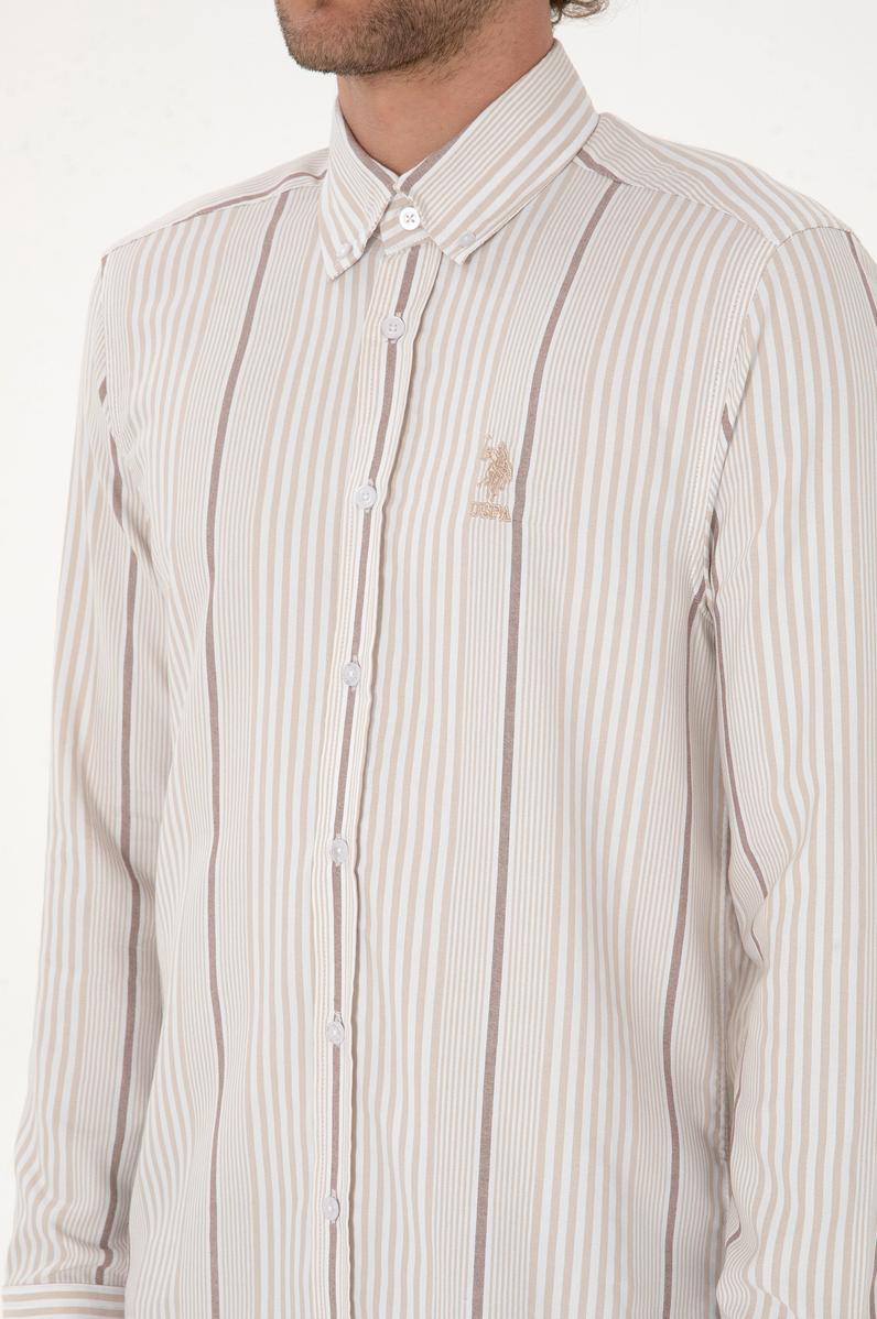 Erkek Koyu Bej Uzun Kollu Gömlek