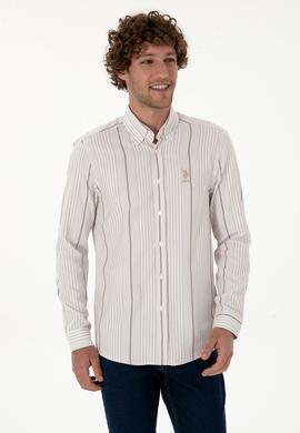 Erkek Koyu Bej Uzun Kollu Gömlek - 50316573017