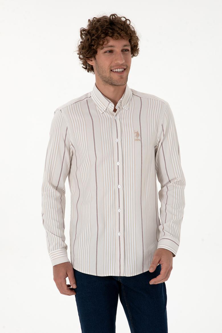 Erkek Koyu Bej Uzun Kollu Gömlek - 50316573017