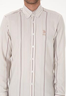 Erkek Koyu Bej Uzun Kollu Gömlek - 50316573017