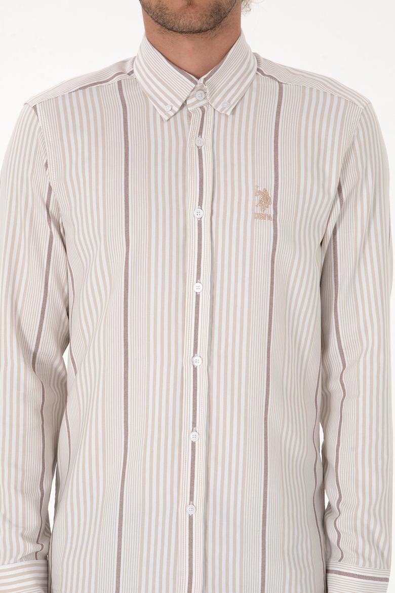 Erkek Koyu Bej Uzun Kollu Gömlek - 50316573017