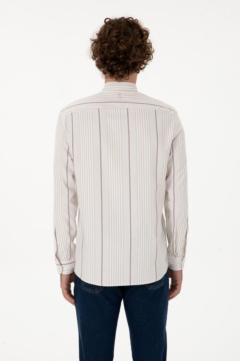 Erkek Koyu Bej Uzun Kollu Gömlek - 50316573017