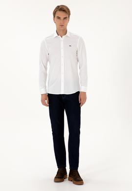 Erkek Beyaz Uzun Kollu Basic Gömlek - 50307673005