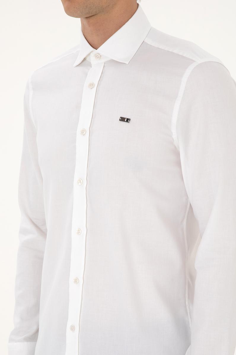 Erkek Beyaz Uzun Kollu Basic Gömlek