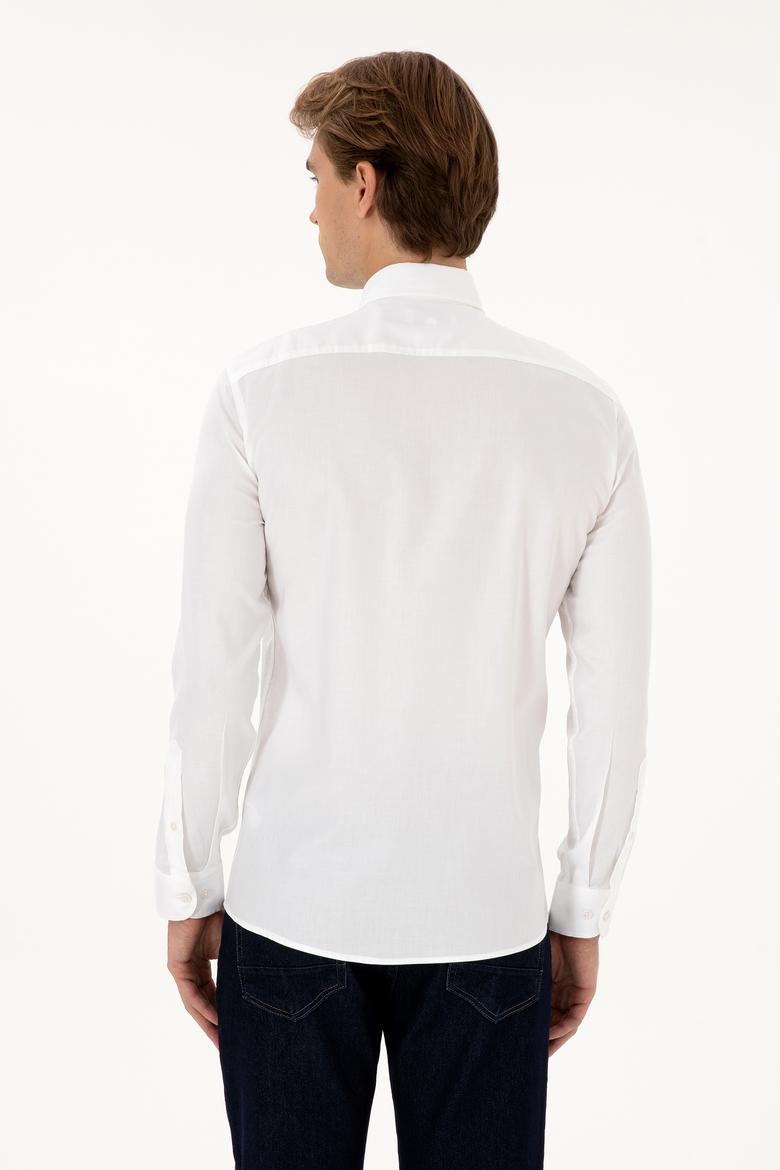 Erkek Beyaz Uzun Kollu Basic Gömlek - 50307673005
