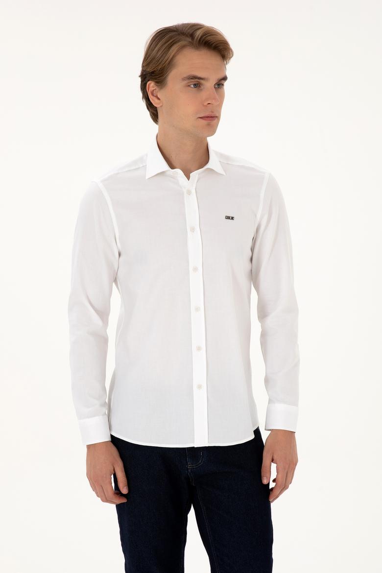 Erkek Beyaz Uzun Kollu Basic Gömlek - 50307673005