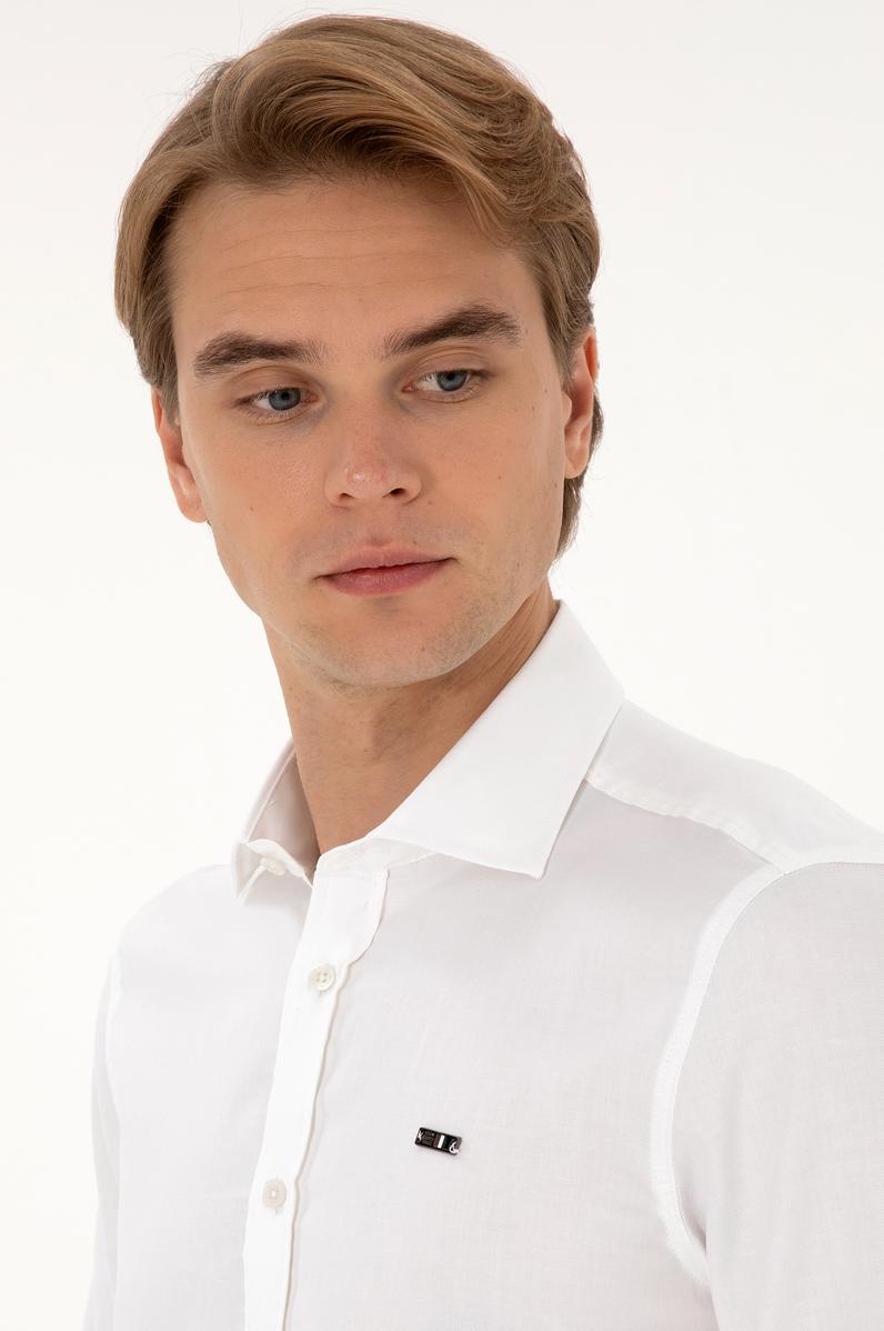 Erkek Beyaz Uzun Kollu Basic Gömlek