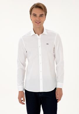 Erkek Beyaz Uzun Kollu Basic Gömlek - 50307673005