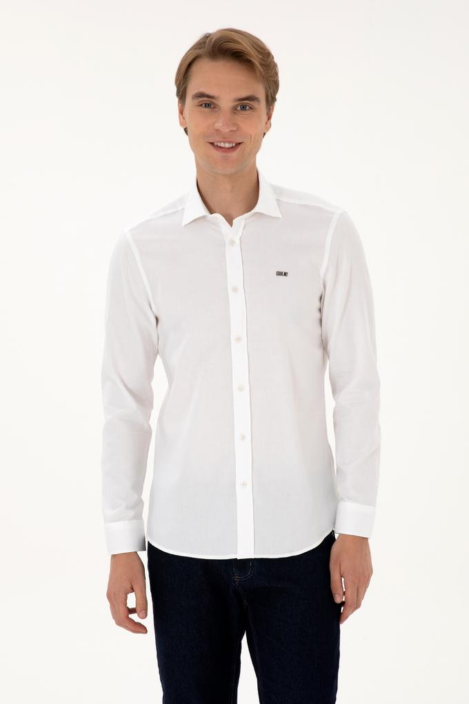 Erkek Beyaz Uzun Kollu Basic Gömlek