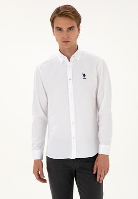 Erkek Beyaz Uzun Kollu Basic Gömlek - 50307668012