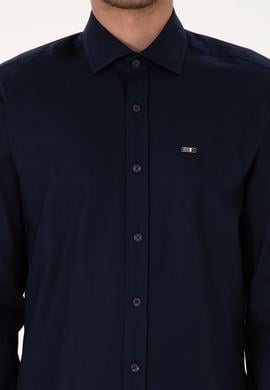 Erkek Lacivert Uzun Kollu Basic Gömlek - 50307673014