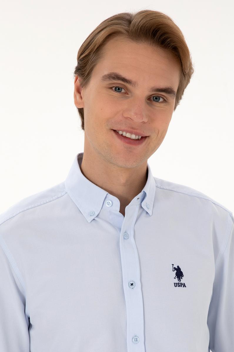 Erkek Açık Mavi Uzun Kollu Basic Gömlek