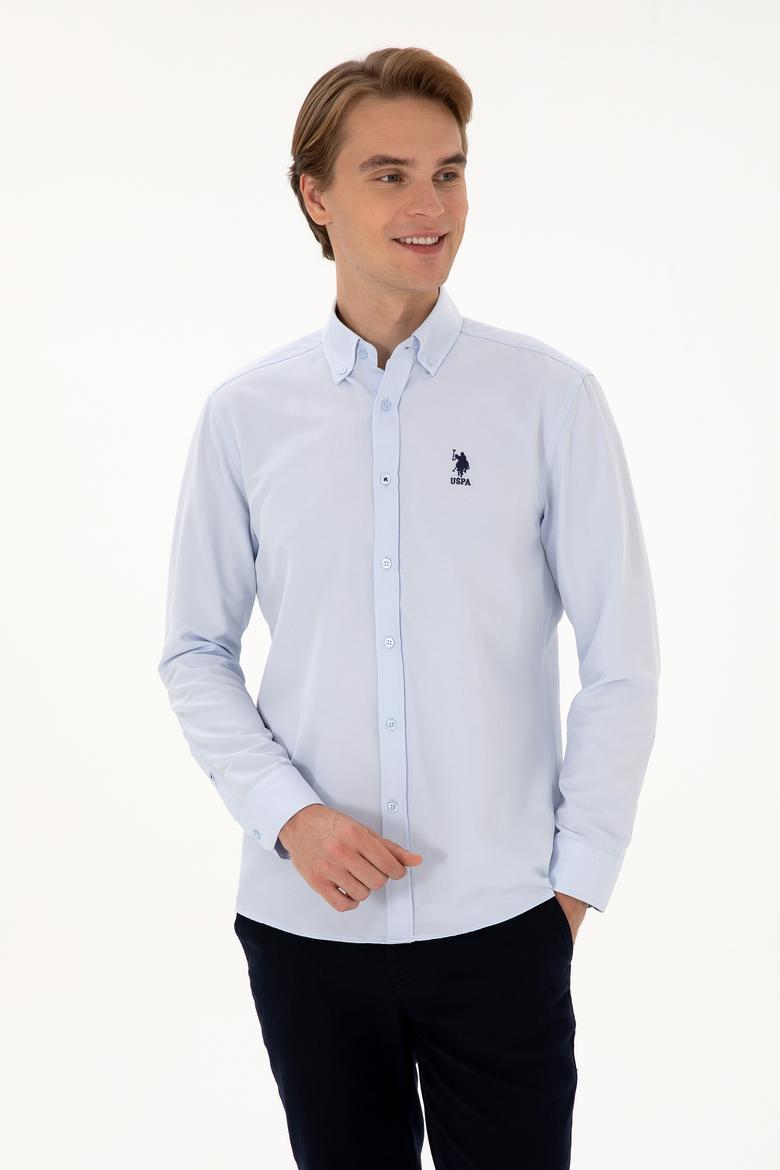 Erkek Açık Mavi Uzun Kollu Basic Gömlek