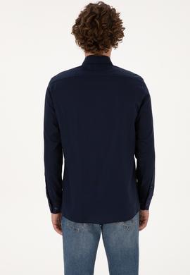 Erkek Lacivert Uzun Kollu Basic Gömlek - 50307673014