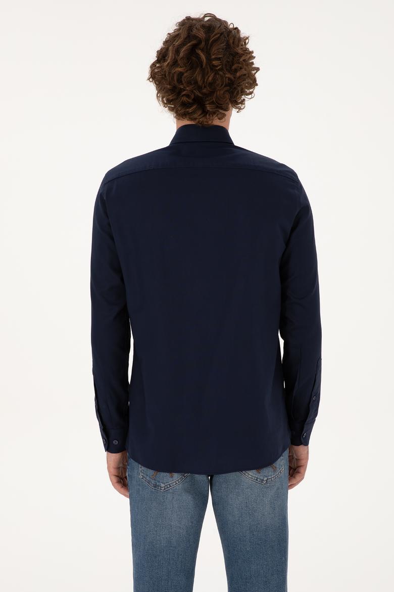 Erkek Lacivert Uzun Kollu Basic Gömlek - 50307673014