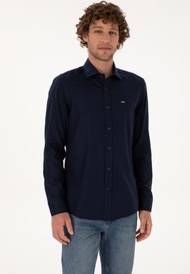 Erkek Lacivert Uzun Kollu Basic Gömlek - 50307673014