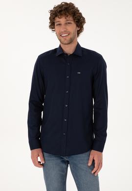 Erkek Lacivert Uzun Kollu Basic Gömlek - 50307673014