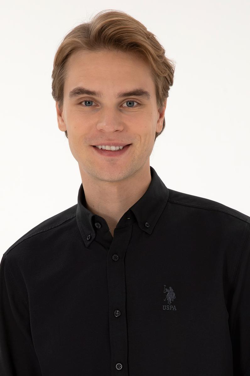 Erkek Siyah Uzun Kollu Basic Gömlek