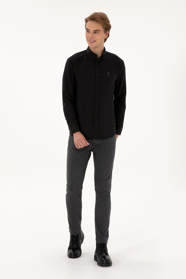Erkek Siyah Uzun Kollu Basic Gömlek - 50307668068