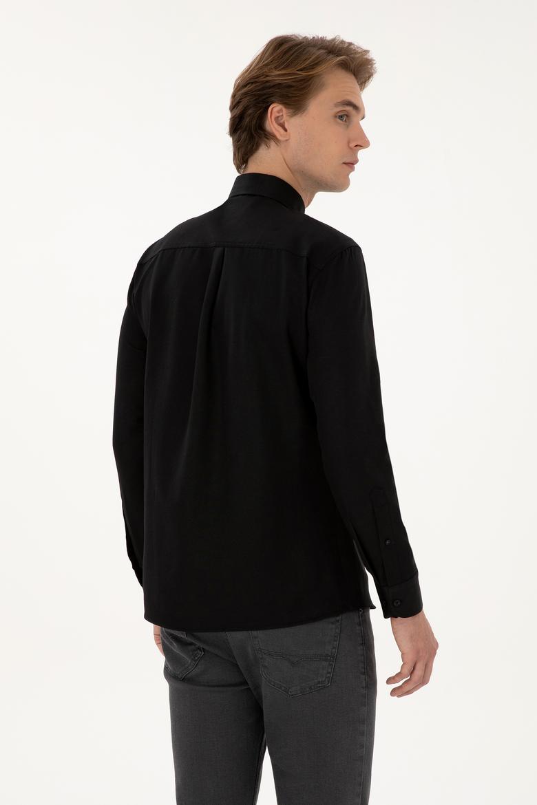 Erkek Siyah Uzun Kollu Basic Gömlek - 50307668068
